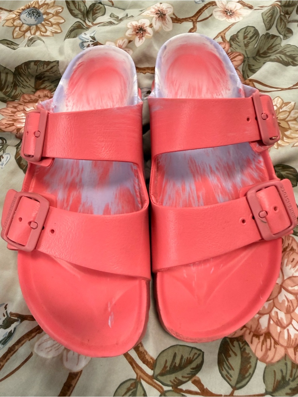 Birkenstock Coral Pink Double-Strap EVA Sandals - Picture 3 of 5